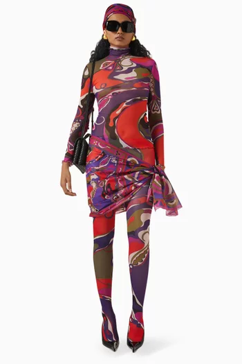 تي شيرت مزين بنقشة تول