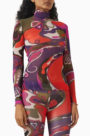 تي شيرت مزين بنقشة تول