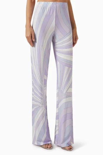 Iride-print Pants in Jersey-satin