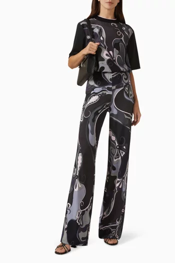 Abstract-print Pants in Jersey-satin