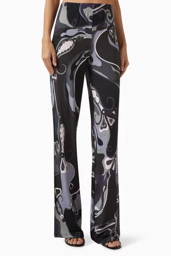Abstract-print Pants in Jersey-satin