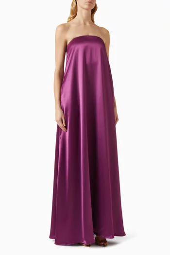 Delfina Strapless Maxi Dress in Silk Blend