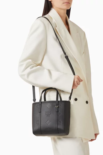 Mini Toni Top-Zip Shopper Bag in Monogram Leather