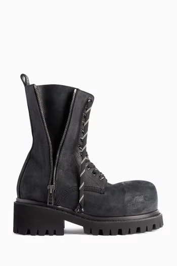 Stomper Zipped Boots in Leather