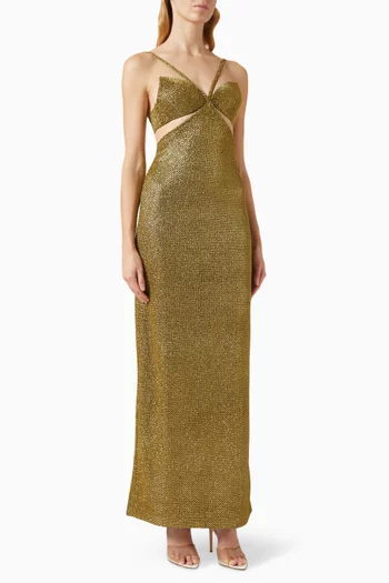 فستان ويف بفتحات ومطرز بالترتر قماش شبكي