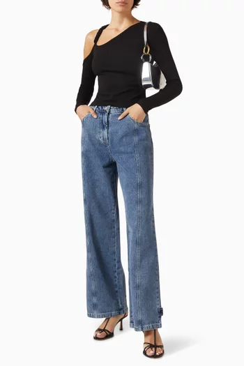 بلوزة كوبر بتصميم غير متماثل منسوجة