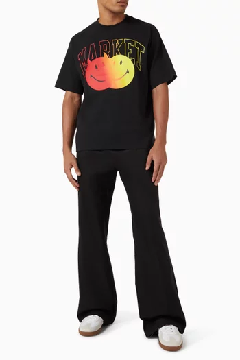 تي شيرت بطبعة وجه مبتسم وآخر شرير قطن