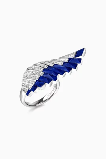 Wings Rising Lapis Lazuli & Diamond Ring in 18kt White Gold
