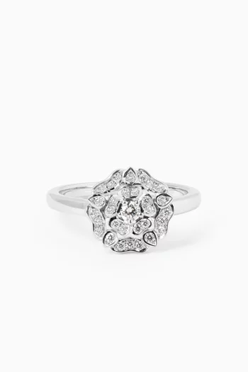 Tudor Rose Mini Icons Ring in 18kt White Gold