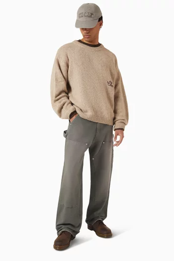 بنطال جينز بساقين واسعتين وطبقتين على الركبة قنب قطني