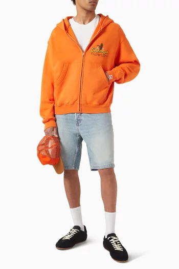 كنزة بغطاء رأس وسحّاب وشعار Outfitter قطن