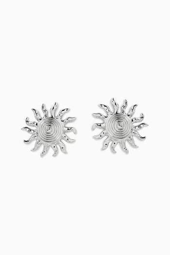 The Ibiza Sun Earrings in Rhodium-plated Silver