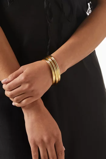 طقم أساور ذا مالوركا نحاس مطلي بلون ذهبي، 3 قطع