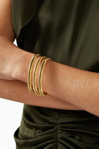 Mini Snake Chain Bracelet Set in Gold-plated Brass, Set of 3