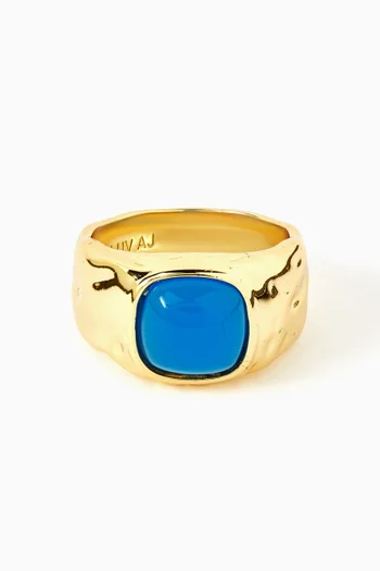 خاتم ذا فالنسيا ستيتمنت نحاس مطلي بلون ذهبي