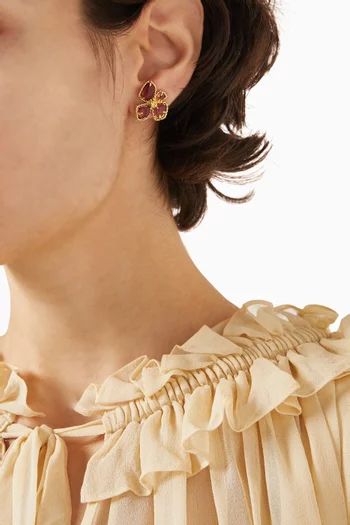 Large Bloom Stud Earrings in 12kt Gold-plated Metal