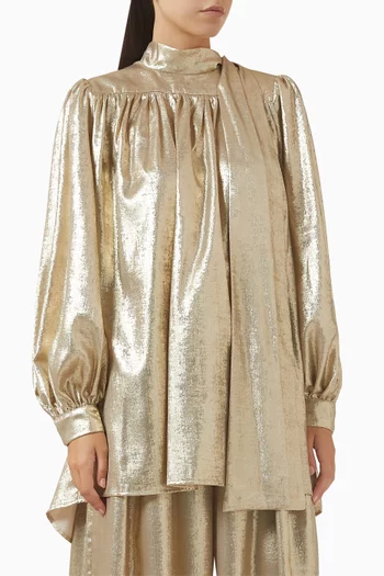 Metallic Scarf-style Blouse