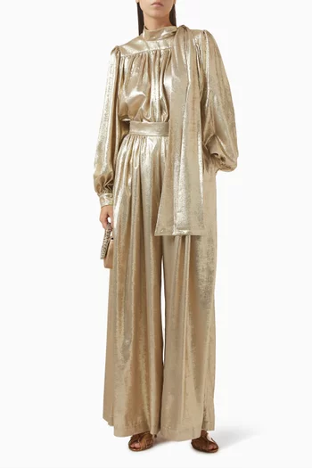 Metallic Wide-leg Pants