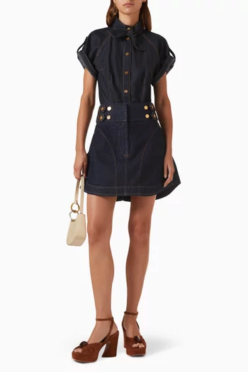 Tie-neck Shirt in Denim