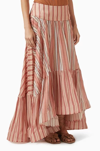 تنورة ربيلين بوهيمين متوسطة الطول فيسكوز