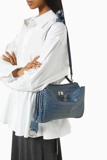 حقيبة يد روديو صغيرة جلد عجل بنقشة جلد التمساح