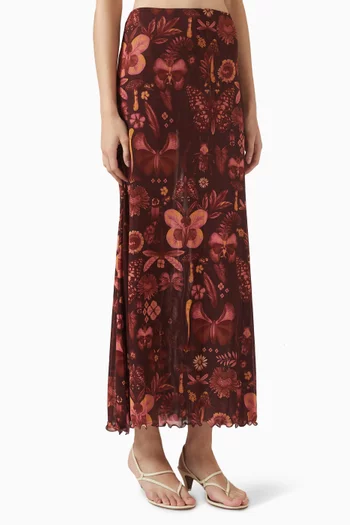 تنورة بريس بنقشة قماش شبكي