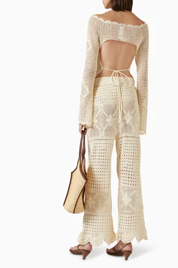 بلوزة بوه قطن وكروشيه