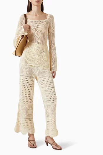 بنطال ويسلي قطن وكروشيه