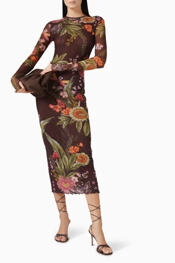 Robin Printed Dress in Mesh