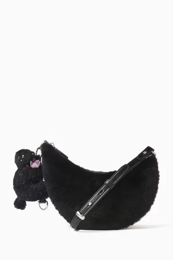 حقيبة دو كروس مزينة بالفرو جلد