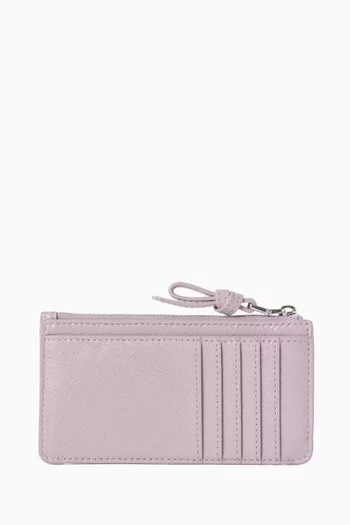 Loop East West Zip Card Case in Glazed Leather