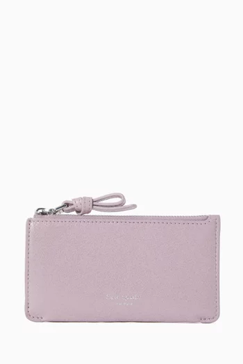 Loop East West Zip Card Case in Glazed Leather