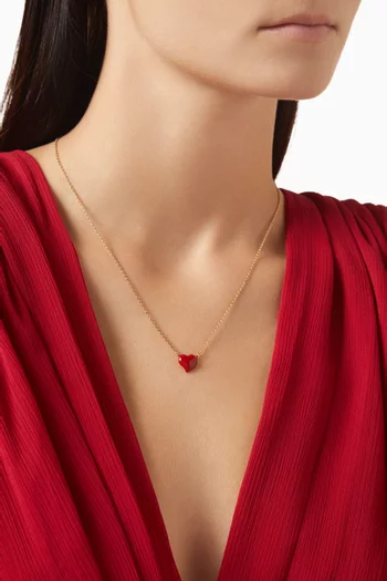 Amour Enamel Pendant Necklace in Gold-plated Metal