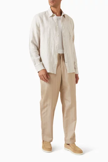 Aldo Pants in Cotton Denim Herringbone