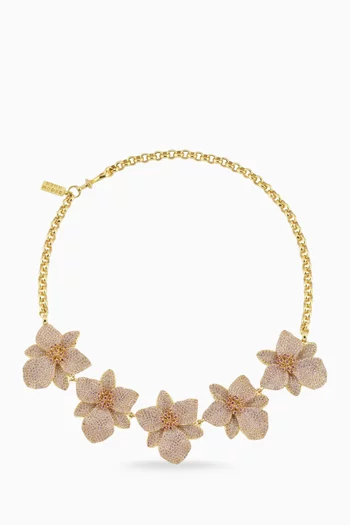 Orchids Crystal Choker in 24kt Gold-plated Bronze