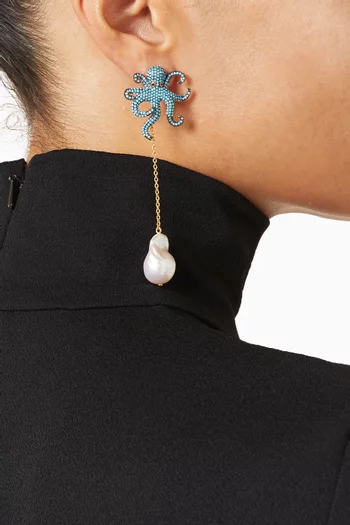 Polpino Pearl Earrings in 24kt Gold-plated Bronze