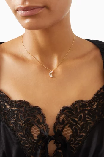 قلادة بدلاية على شكل قمر فضة إسترلينية مطلية ذهب عيار 24