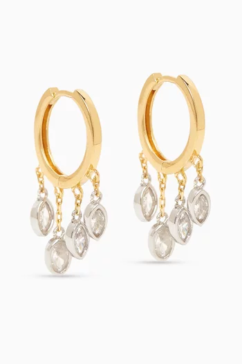 أقراط دائرية متدلية فضة إسترلينية مطلية ذهب عيار 24