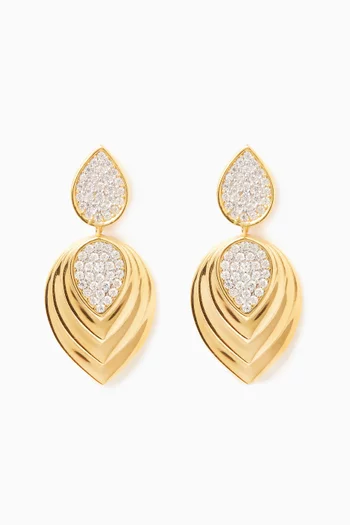 أقراط متدلية مرصعة بالكريستال فضة إسترلينية مطلية ذهب عيار 24