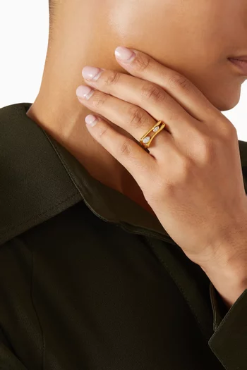 خاتم سيسترز فضة مطلية ذهب عيار 24