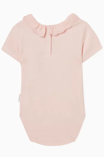 Pointelle Ruffle Bodysuit in Organic Cotton