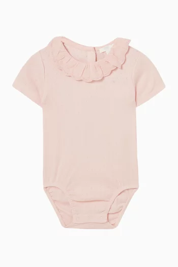 Pointelle Ruffle Bodysuit in Organic Cotton