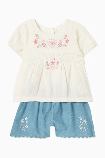 Embroidered Top in Organic Cotton Muslin