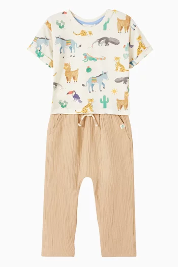 بنطال بتصميم فضفاض مجعد