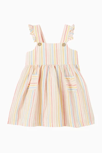 Fiesta Stripe Pinafore in Organic Cotton-linen Blend