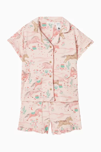 طقم بيجاما بنقشة أحصنة في الصحراء قطن عضوي