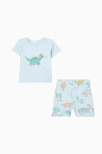 طقم بيجاما بشورت ونقشة ديناصورات في الصحراء