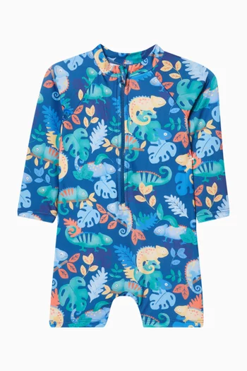 لباس سباحة بأكمام طويلة ونقشة حرباء