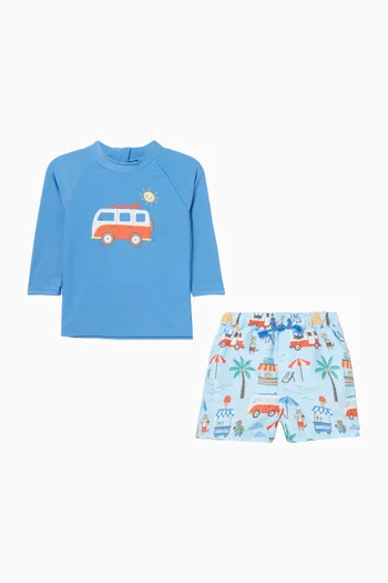 طقم تي شيرت سباحة وشورت