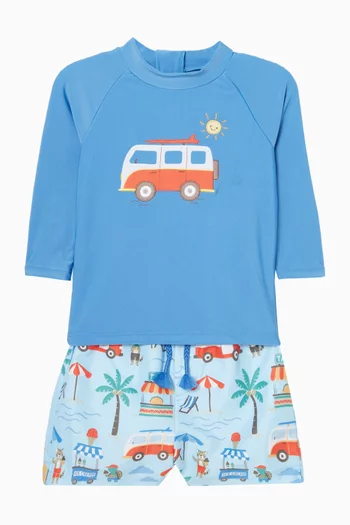 طقم تي شيرت سباحة وشورت